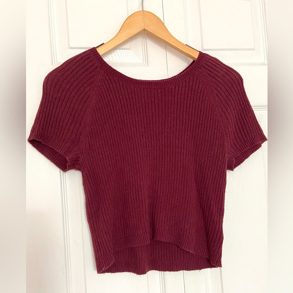 Cropped Maroon Baby Tee Sweater